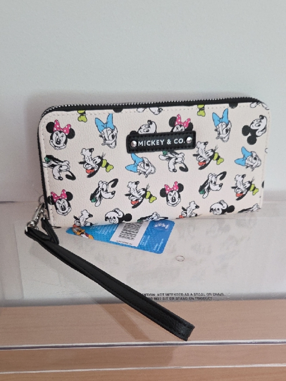 Disney Mickey & Co. Beige Zip-Around Cartoon Face Wallet with Colorful Bows - Picture 6 of 6